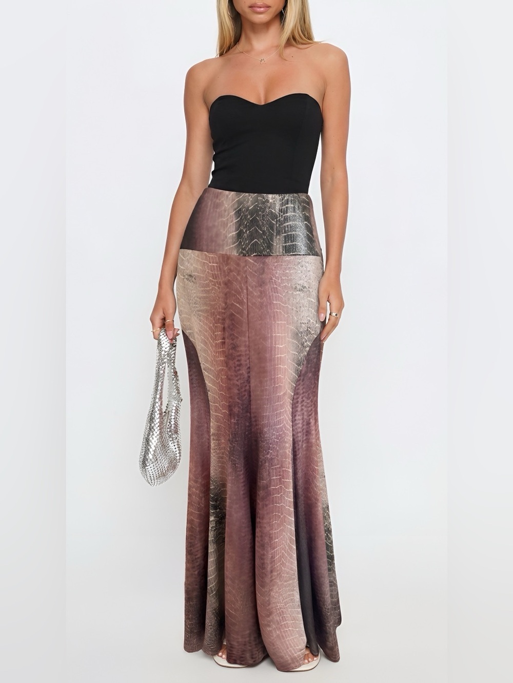 ORNA FARHO DRESSY SKIRT CAVALLI STYLE BURGUNDY/MAUVE COLOR W/BEADS SIZE FR46/12U